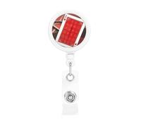 Enrouleurs de badges rétractables à jouer sur fond rouge - Porte-nom - Porte-nom - Clips pour employés de bureau, médecin, infirmière - Bobine de badge avec clip de ceinture
