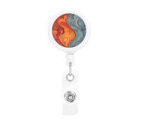 Enrouleurs de badges rétractables à motif d'eau et de feu - Très résistant - Porte-nom - Clips pour employés de bureau, médecins, infirmiers, avec clip de ceinture et porte-clés
