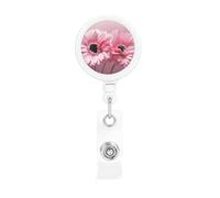 Enrouleurs de badges rétractables avec 2 porte-badges floraux roses et robustes avec clips pour porte-nom pour employés de bureau, médecin, infirmière, avec clip de ceinture et porte-clés