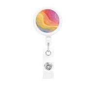 Enrouleurs de badges rétractables avec clip et porte-clés - Arc-en-ciel - Pour employés de bureau, médecins, infirmières