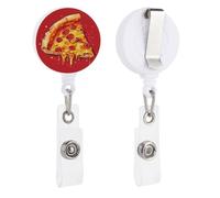 Enrouleurs de badges rétractables avec clip et porte-clés - Joli porte-badge décoratif pour infirmière - Pour employés de bureau, médecin, peinture à pizza