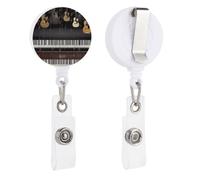 Enrouleurs de badges rétractables avec clip et porte-clés - Joli porte-badge décoratif pour infirmière, personnel de bureau, médecin, guitare, piano