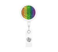 Enrouleurs de badges rétractables avec clip et porte-clés - Motif arc-en-ciel - Pour employés de bureau, médecins, infirmières