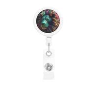 Enrouleurs de badges rétractables avec clip et porte-clés - Porte-badge amusant - Art abstrait 3D - Lion - Pour employés de bureau, médecins, infirmières