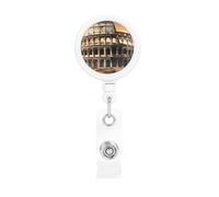 Enrouleurs de badges rétractables avec clip et porte-clés - Porte-badge amusant - Colisée antique - Porte-badge pour employés de bureau, médecin, infirmière