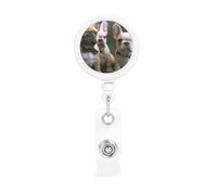 Enrouleurs de badges rétractables avec clip et porte-clés - Porte-badge amusant - Motif bouledogue français - Pour employés de bureau, médecins, infirmières
