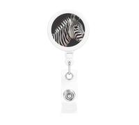 Enrouleurs de badges rétractables avec clip et porte-clés - Porte-badge amusant - Motif zèbre - Pour employés de bureau, médecins, infirmières