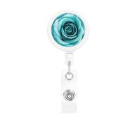 Enrouleurs de badges rétractables avec clip et porte-clés - Porte-badge amusant - Rose turquoise - Pour employés de bureau, médecins, infirmières