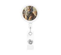 Enrouleurs de badges rétractables avec clip et porte-clés - Porte-badge amusant - Tigres de la jungle - Pour employés de bureau, médecins, infirmières