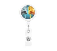 Enrouleurs de badges rétractables avec fonction cerveau gauche et droit - Porte-nom - Clips pour employés de bureau, médecins, infirmières - Enrouleur de badge avec clip de ceinture et porte-clés