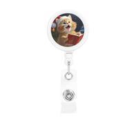 Enrouleurs de badges rétractables avec porte-clés - Enrouleurs de badge d'infirmière - Léger et robuste - Avec clip - Chat mignon - Chants de Noël - Pour employés de bureau, enseignants