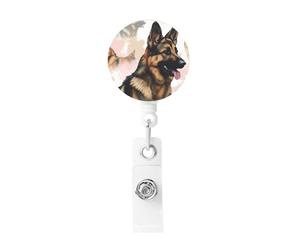 Enrouleurs de badges rétractables avec porte-clés pour infirmières et enseignants - Motif berger allemand - Pour les amateurs de chien de berger allemand
