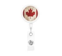 Enrouleurs de badges rétractables de style rétro et robuste avec clip de ceinture et porte-clés pour employés de bureau, médecins, infirmières, motif drapeau du Canada