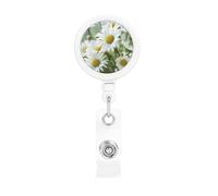 Enrouleurs de badges rétractables en forme de marguerites très résistantes avec clips pour nom, employés de bureau, médecins, infirmières, avec clip de ceinture et porte-clés