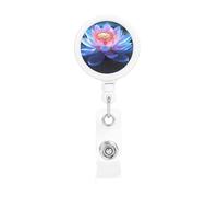 Enrouleurs de badges rétractables et robustes en forme de fleurs au bord du lac - Porte-nom - Clips pour employés de bureau, médecins, infirmières, avec clip de ceinture et porte-clés
