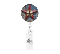 Enrouleurs de badges rétractables - Étoile du Texas américaine - Porte-nom - Pour employés de bureau, médecins, infirmières - Enrouleur de badge avec clip de ceinture et porte-clés
