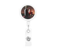 Enrouleurs de badges rétractables pour bouteille de vin rouge et porte-nom - Porte-nom - Clips pour employés de bureau, médecins, infirmières - Bobine de badge avec clip de ceinture et porte-clés