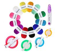 Enrouleurs de balles, fil à tricoter métier à tisser Crochet fil rapide fibre corde balle laine enrouleur kit d'outils de bricolage, fil acrylique 12PS + ciseaux 1PS + fabricant de pompons 4PS (17b)
