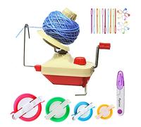Enrouleurs de balles, Kit de bricolage pour enrouleur de boule à tricoter, 1 enrouleur de fil + 4Pompom Maker + 10PS Marqueurs de point de tricot + 10PS Aiguilles en plastique + 1PS Ciseaux (26a)