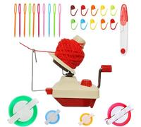 Enrouleurs de balles, Kit de bricolage pour enrouleur de boule à tricoter, 1 enrouleur de fil + 4Pompom Maker + 10PS Marqueurs de point de tricot + 10PS Aiguilles en plastique + 1PS Ciseaux (26)