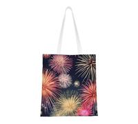 ENRPTY Beau sac fourre-tout en toile avec imprimé feu d'artifice réutilisable pour un usage quotidien, shopping, voyage