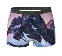 ENRPTY Caleçon boxeur de voyage imprimé montagne pour homme stretch respirant boxer amusant pour homme (S-XXL) noir