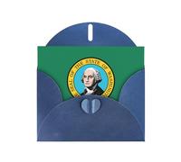 ENRPTY Cartes de remerciement en papier nacré avec enveloppes et autocollants Motif drapeau de Washington