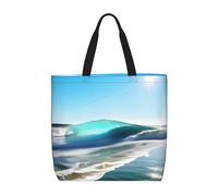 ENRPTY Clear Sky Wave Sac à bandoulière décontracté Imprimé plage Sac à main Sac à main Extérieur Vacances Weekender Voyage Shopping Noir Taille unique