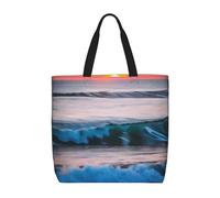 ENRPTY Coucher de soleil et lever du soleil avec imprimé vagues de mer océan décontracté sac à main plein air vacances week-end voyage shopping