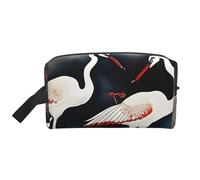 ENRPTY Deux grues japonaises volantes traditionnelles imprimées peinture de voyage pochette de rangement à fermeture éclair pour femmes hommes sac de maquillage portable sac à main