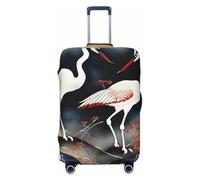 ENRPTY Deux grues japonaises volantes traditionnelles imprimées sur une valise décorative, housse lavable pour valise, accessoires de voyage, noir, Medium