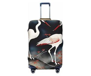 ENRPTY Deux grues japonaises volantes traditionnelles imprimées sur une valise décorative, housse lavable pour valise, accessoires de voyage, noir, Medium