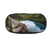 ENRPTY Glacier National Park Imprimé avec compartiments à fermeture éclair Trousse à crayons Sac de rangement cosmétique portable