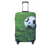 ENRPTY Housse de valise décorative lavable avec ballon de football sur herbe - Accessoires de bagages de voyage, noir, Small