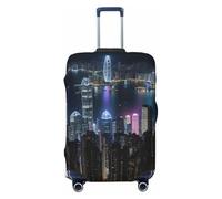 ENRPTY Housse de valise décorative lavable avec vue aérienne de Hong Kong - Accessoires de bagages de voyage, noir, Medium