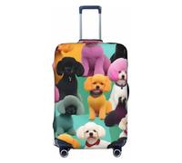 ENRPTY Housse de valise lavable avec motif caniches et chiens, Noir/blanc, Large