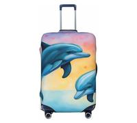 ENRPTY Housse de valise lavable avec motif dauphins amoureux, noir, Large