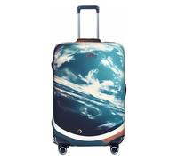 ENRPTY Housse de valise lavable avec motif planète spatiale et terre, noir, Large