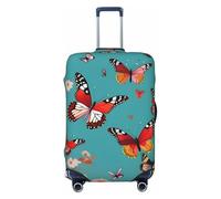 ENRPTY Housse de valise lavable avec motif poule et papillons parmi fleurs, noir, Small