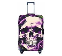 ENRPTY Housse de valise lavable avec motif tête de mort et roses violettes, noir, Large