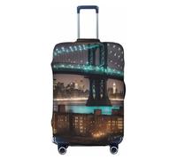 ENRPTY Housse de valise lavable New York Manhattan Bridge Night Print Decoraitve Covers Travel Bagages Accessoires, Noir/blanc, Medium
