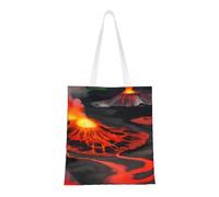 ENRPTY Kilauea Sac fourre-tout réutilisable en toile avec imprimé volcans pour un usage quotidien, shopping, voyage