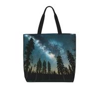ENRPTY Night Sky With Trees Print Casual Shoulder Bag Sac à main Outdoor Vacances Weekender Voyage Shopping, Noir, Taille unique