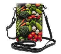 ENRPTY Présentation de divers légumes imprimé petit sac à main en cuir pour téléphone portable sac à bandoulière réglable en corde pour femmes