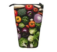 ENRPTY Présentation de divers sacs à crayons télescopiques avec impression de légumes - Grande capacité - Sac de maquillage pour fournitures de bureau