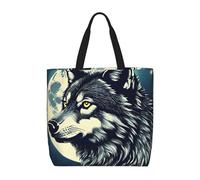 ENRPTY Sac à bandoulière décontracté avec imprimé loup et lune - Sac à main pour l'extérieur, vacances, week-end, voyage, shopping