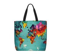 ENRPTY Sac à bandoulière décontracté imprimé carte du monde Sac à main plein air Vacances Weekender Voyage shopping