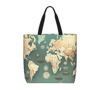 ENRPTY Sac à bandoulière rétro imprimé carte du monde sac à main plein air vacances week-end voyage shopping