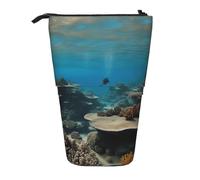 ENRPTY Sac à crayons télescopique avec impression sous-marine vue sur l'océan - Grande capacité - Sac de rangement pop-up pour fournitures de bureau