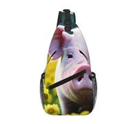 ENRPTY Sac à dos de voyage en diagonale avec imprimé cochon et fleurs de viol - Grande capacité et sangles réglables